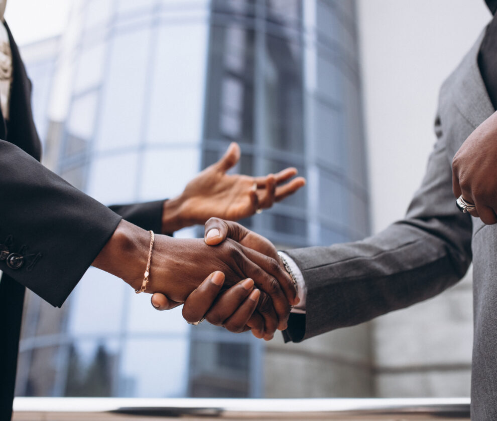 African business male people shaking hands